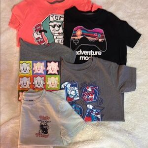 Bundle Black and Gray Short Sleeve Tees with Graphic Designs